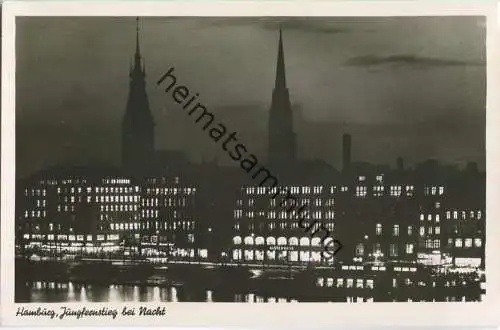 Hamburg - Jungfernstieg - Nacht - Foto-Ansichtskarte 50er Jahre