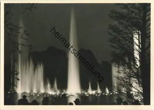 Hamburg - Gartenbau-Ausstellung 1953 - Wasserlichtkonzert - Nacht - Foto-Ansichtskarte ca. 1950