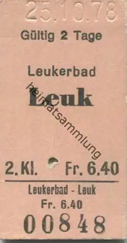 Schweiz - Leukerbad Leuk - Fahrkarte 1978