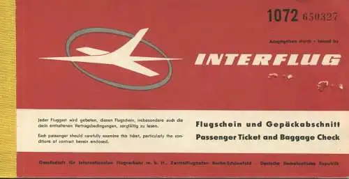 Interflug 1969 - Zürich Praque Zürich