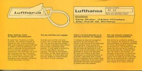 Lufthansa 1973 - Zürich Hannover Zürich