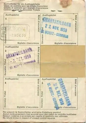 Schweiz - Ferienbillet 1959 - Ausgestellt in Zürich - Fahrschein gültig 1 Monat