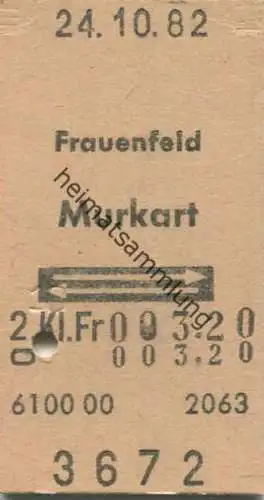 Schweiz - Frauenfeld Murkart und zurück - Fahrkarte 1982