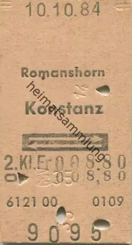 Schweiz - Romanshorn Konstanz und zurück - Fahrkarte 1984