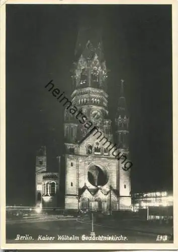 Berlin - Kaiser Wilhelm Gedächtniskirche - Nacht - Foto-Ansichtskarte 50er Jahre - Verlag R. Lissner Berlin