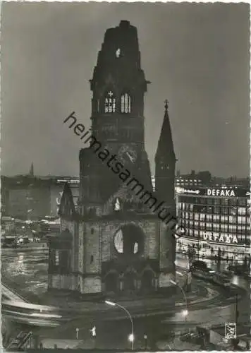 Berlin - Kaiser Wilhelm Gedächtniskirche bei Nacht - Foto-Ansichtskarte 50er Jahre - Verlag Klinke & Co. Berlin