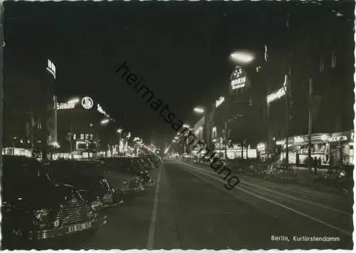 Berlin - Kurfürstendamm - Nacht - Foto-Ansichtskarte  50er Jahre - Verlag Kunst und Bild Berlin