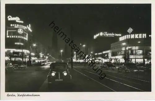 Berlin - Kurfürstendamm - Nacht - Foto-Ansichtskarte  50er Jahre - Verlag Kunst und Bild Berlin