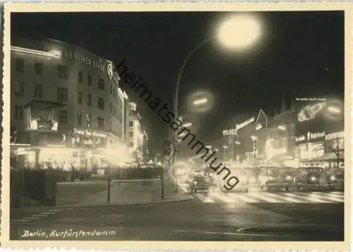 Berlin - Kurfürstendamm - Nacht - Foto-Ansichtskarte  50er Jahre - Verlag Bruno Schroeter Berlin