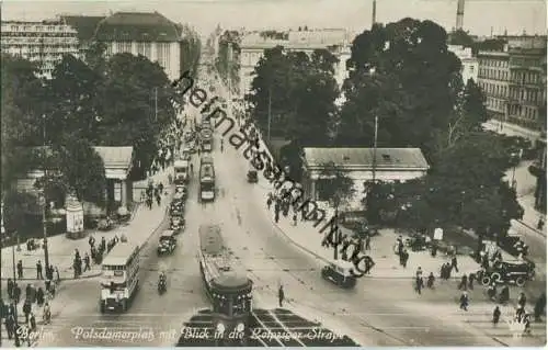 Berlin - Potsdamerplatz - Blick in die Leipziger Strasse - Bus - Strassenbahn - Foto-Ansichtskarte