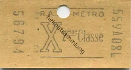 Frankreich - Paris - RATP Metro - X 2ème Classe - Fahrkarte