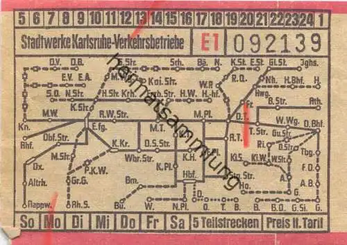 Deutschland - Karlsruhe - Stadtwerke Karlsruhe-Verkehrsbetriebe - Fahrschein