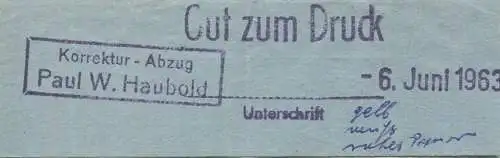 Deutschland - Betriebe der Stadt Goslar - Abt. Kraftwagenbetr. - Fahrschein - rückseitig Druckfreigabe 1963