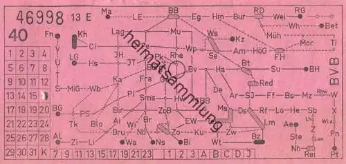 Schweiz - Basel - Basler Verkehrs-Betriebe BVB - Billet - Fahrschein 40