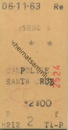 Portugal - Campolide Santa Cruz - Fahrkarte 1963