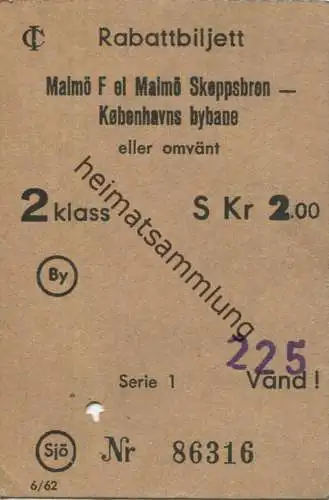 Schweden - Rabattbiljett - malmö F elMalmö Skoppsbron - Kobenhavns bybane - Fahrkarte