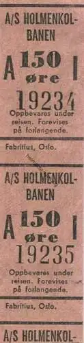 Schweden - Oslo - A/S Holmenkolbanen - Fahrschein