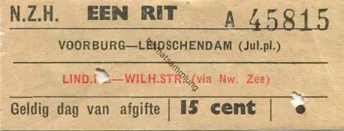 Niederlande - N. Z. H. Noord-Zuid-Hollandse - Vooburg Leidschendam - Fahrschein 15cent