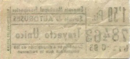 Spanien - Madrid - Empresa Municipal Transportes - Servicio de Autobuses - Trayecto Unico - Fahrschein 50er Jahre