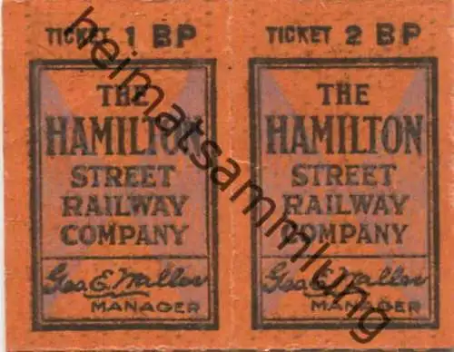 Kanada - Canada - HSR - Hamilton Street Railway - Fahrkarte