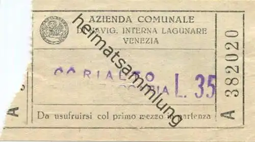 Italien - Azienda Comunale di navig. Interna Lagunare Venezia - Fahrschein L. 35