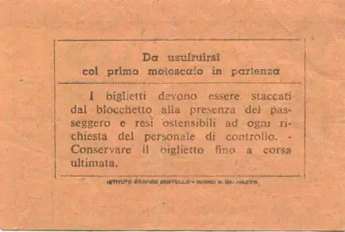 Italien - A.C.N.I.L. Venezia - Motoscafo - Ferrovia S. Zaccaria - Fahrschein Lire 85