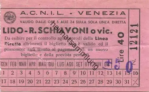 Italien - A.C.N.I.L. Venezia - Fahrschein Lire 50