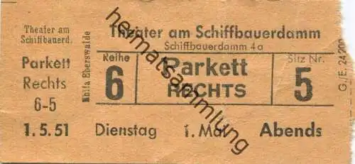 Deutschland - Berlin - Theater am Schiffbauerdamm - Schiffbauerdamm 4a - Eintrittskarte 1951