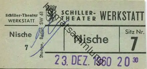 Deutschland - Berlin - Schiller Theater Werkstatt - Eintrittskarte 1960 - beschrieben "Alt-Berliner Possenabend"