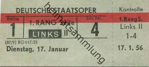 Deutschland - Berlin - Deutsche Staatsoper - Eintrittskarte 1956