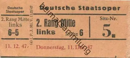 Deutschland - Berlin - Deutsche Staatsoper - Eintrittskarte 1947