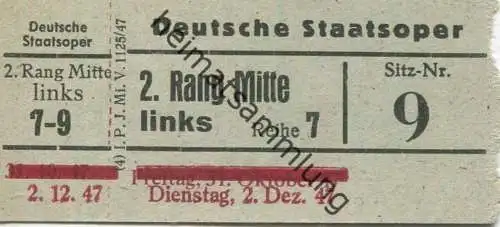Deutschland - Berlin - Deutsche Staatsoper - Eintrittskarte 1947