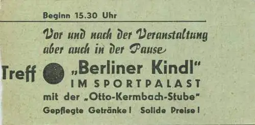 Deutschland - Berlin - Sportpalast - Wiener Eisrevue - Eintrittskarte 1964