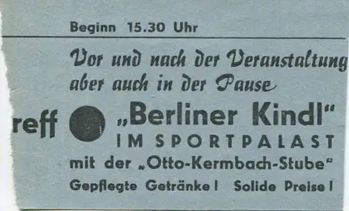 Deutschland - Berlin - Sportpalast - Wiener Eisrevue - Eintrittskarte 1963