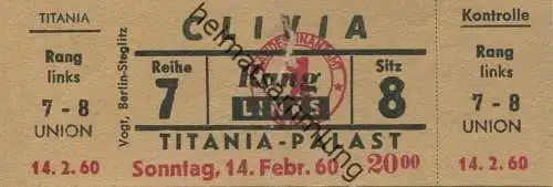 Deutschland -Berlin - Titania-Palast - Clivia - Eintrittskarte 1960
