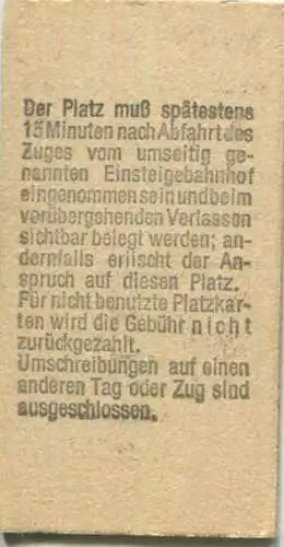 Deutschland - Platzkarte für den Zug D339 von Hamburg nach Berlin - 1974 2. Kl. 2,50DM