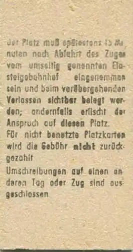 Deutschland - Platzkarte für den Zug D97 von Hamb-Altona nach Basel Bad - 1968 2. Kl. 2,00DM