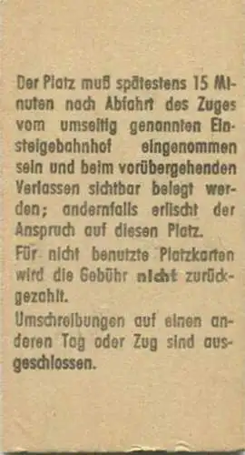 Deutschland - Platzkarte für den Zug D276 von Hmb Alt nach Basel - 1964 2. Kl. 1,00DM