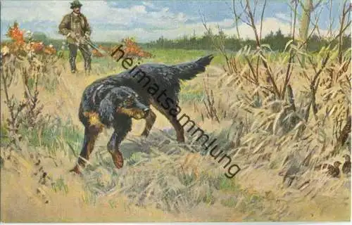Jagd - Jäger - Jagdhund - Künstleransichtskarte ca. 1900