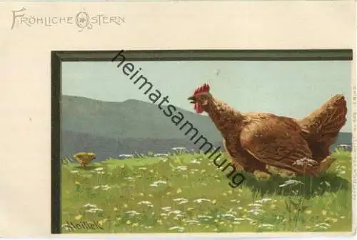 Alfred Mailick - Fröhliche Ostern - Huhn - Küken - Künstleransichtskarte ca. 1900