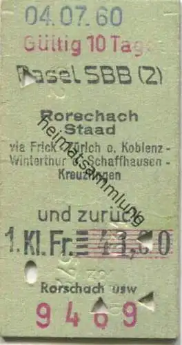 Schweiz - Basel SBB Rorschach Staad via Frick Zürich o. Koblenz Winterthur o. Schaffhausen Kreuzlingen und zurück - Fahr