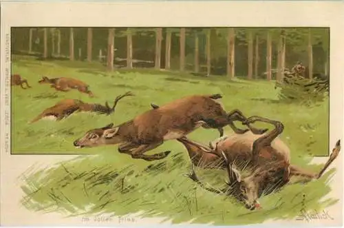 Jagd - Im vollen Trieb - Alfred Mailick - Künstleransichtskarte ca. 1900