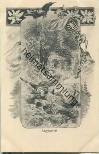 Jagd - Jäger - Abgestürzt - Künstleransichtskarte ca. 1900
