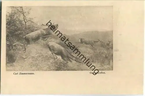 Jagd - Carl Zimmermann - Gut getroffen - Künstleransichtskarte ca. 1900