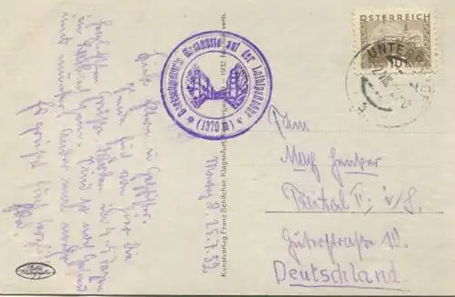 Loiblpass gegen Jugoslawien - Foto-AK - Verlag Franz Schilcher Klagenfurt gel. 1932