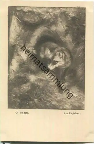 Jagd - Georg Wolters - Am Fuchsbau - Künstleransichtskarte ca. 1900
