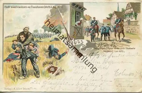 Gruss aus Froeschwiller - Fröschweiler - Elsasshausen Juli August 1870 - Verlag A. Levy Woerth gel. 1901