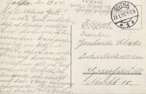 Gotha - Hauptmarkt mit Rathaus - Feldpost gel. 1915