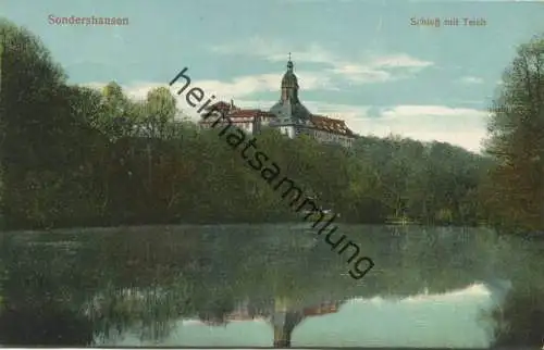 Sondershausen - Schloss und Teich - Feldpost gel. 1915