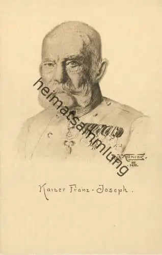 Wohlfahrts-Karte zur Unterstützung deutscher Veteranen E. V. - Kaiser Franz-Joseph - signiert Rud. Krönung